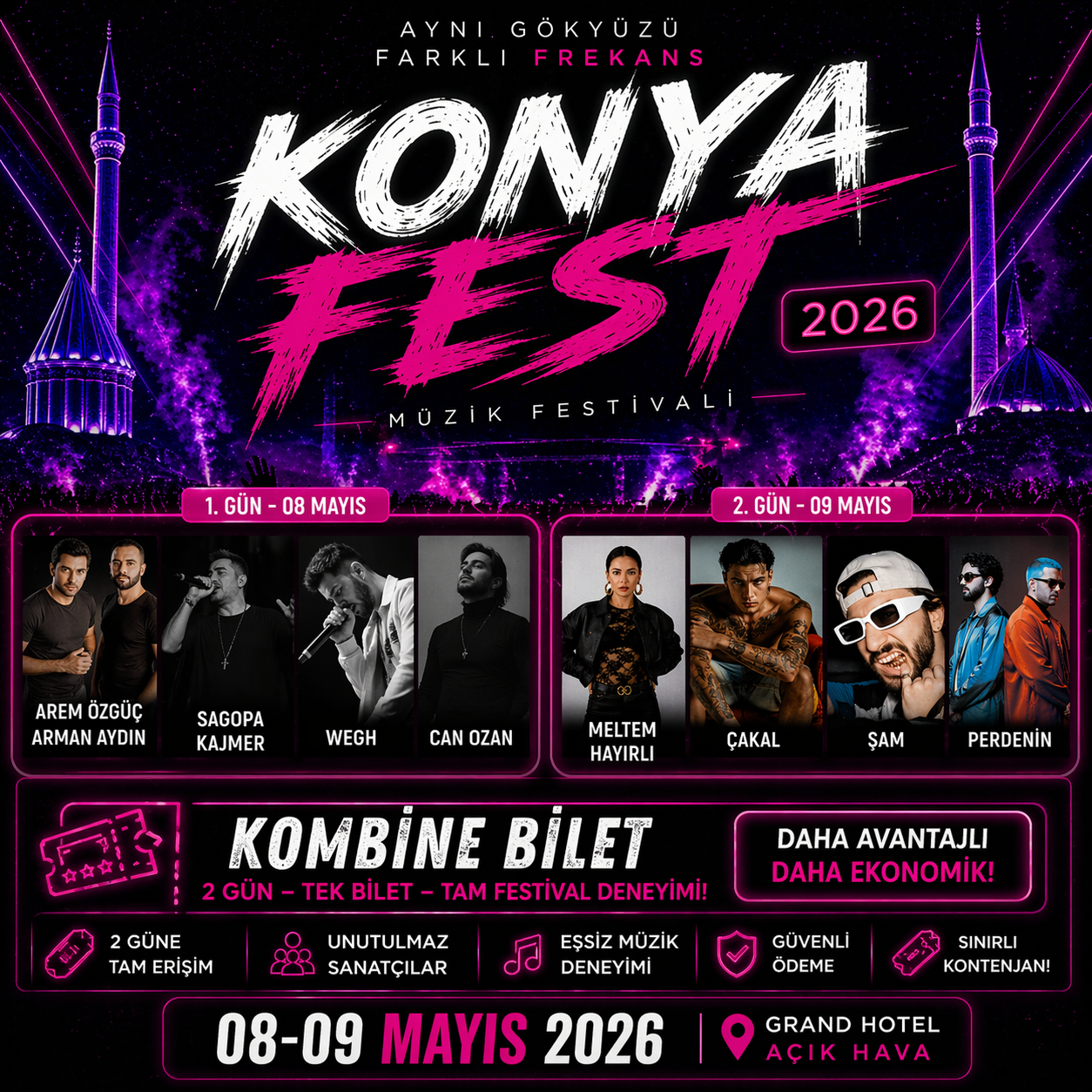 Konya Fest 2026 Kombine Bilet (08-09 Mayıs) 🎟️
